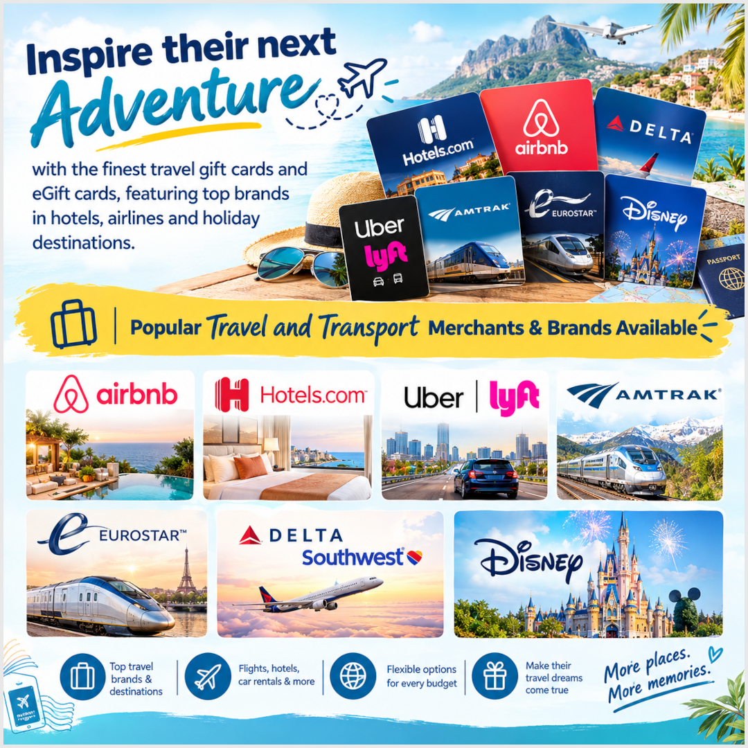 Travel and Transport Giftcards From 1Kind.TV